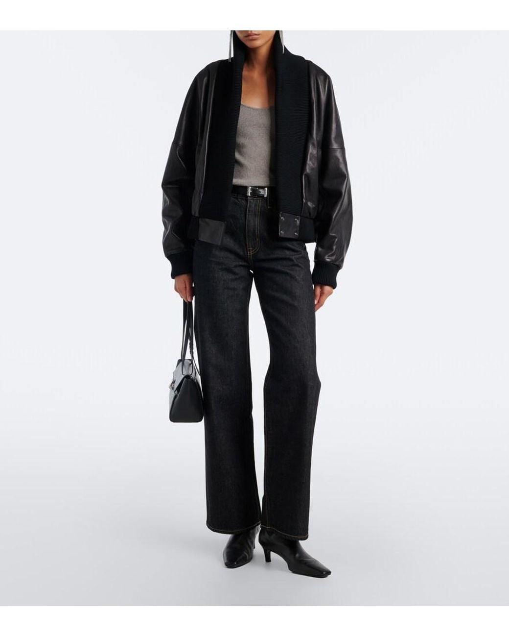 SLVRLAKE Denim Black Grace Wide-Leg Jeans