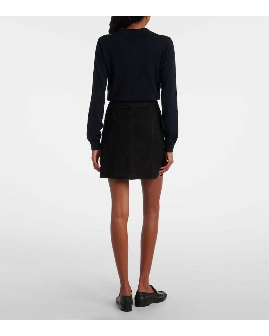 Rixo Black Wiley Suede Miniskirt