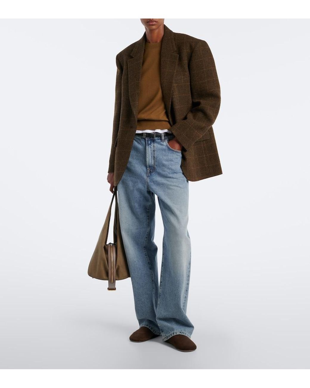 Rohe Brown Checked Oversized Wool Blazer