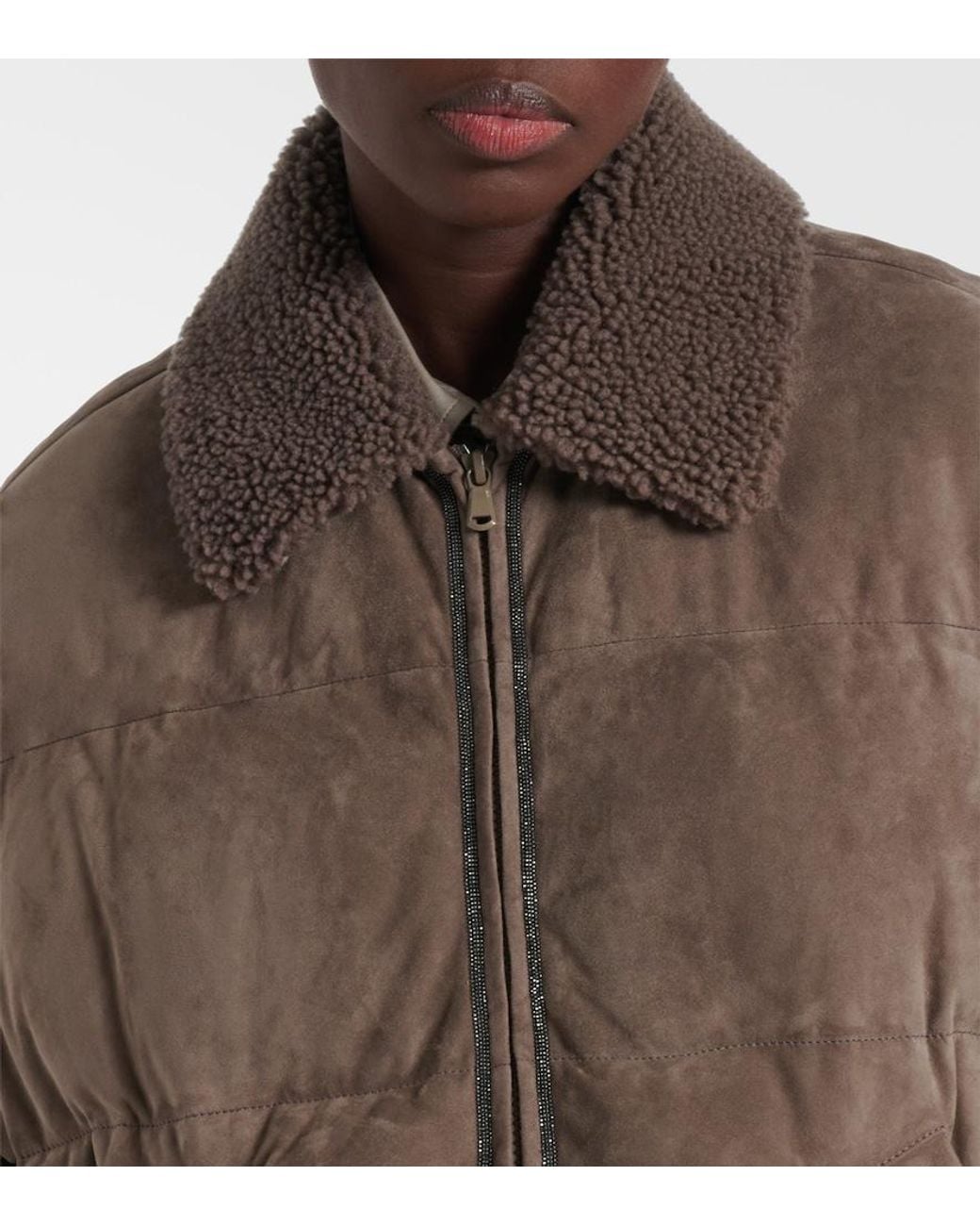 Brunello Cucinelli Brown Suede Down Jacket