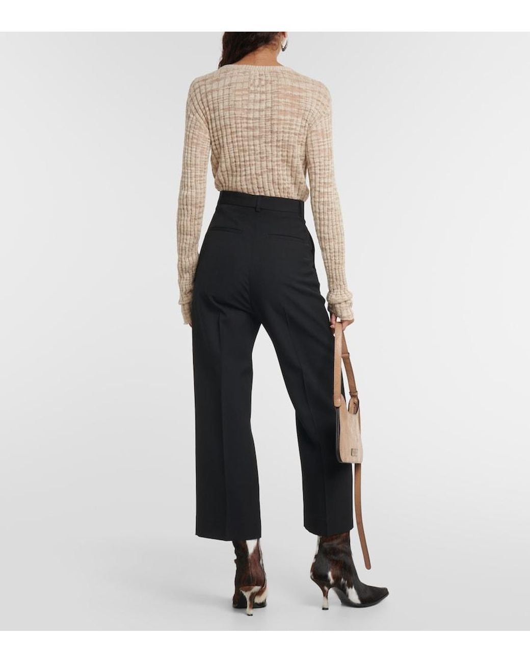 Acne Black High-Rise Pleated Straight Pants