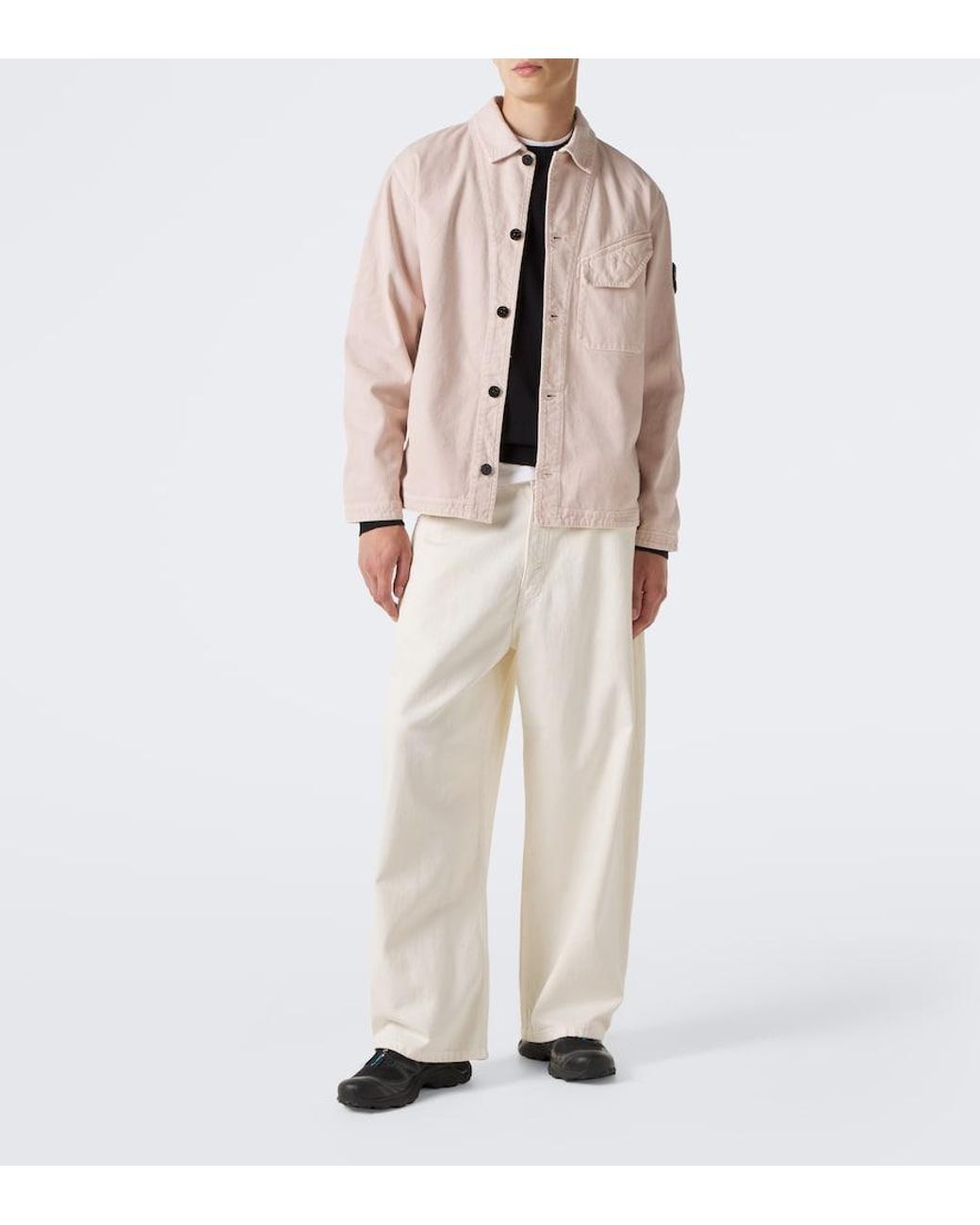 Stone Island Pink Compass Cotton Overshirt for men