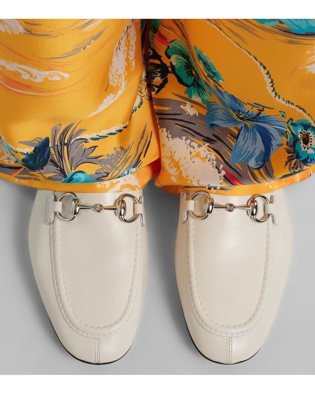 Gucci White Jordaan Soft Horsebit Leather Loafers