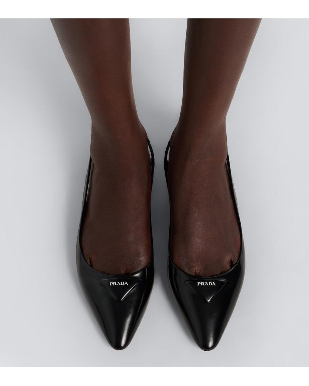 Prada Black Leather Slingback Ballet Flats