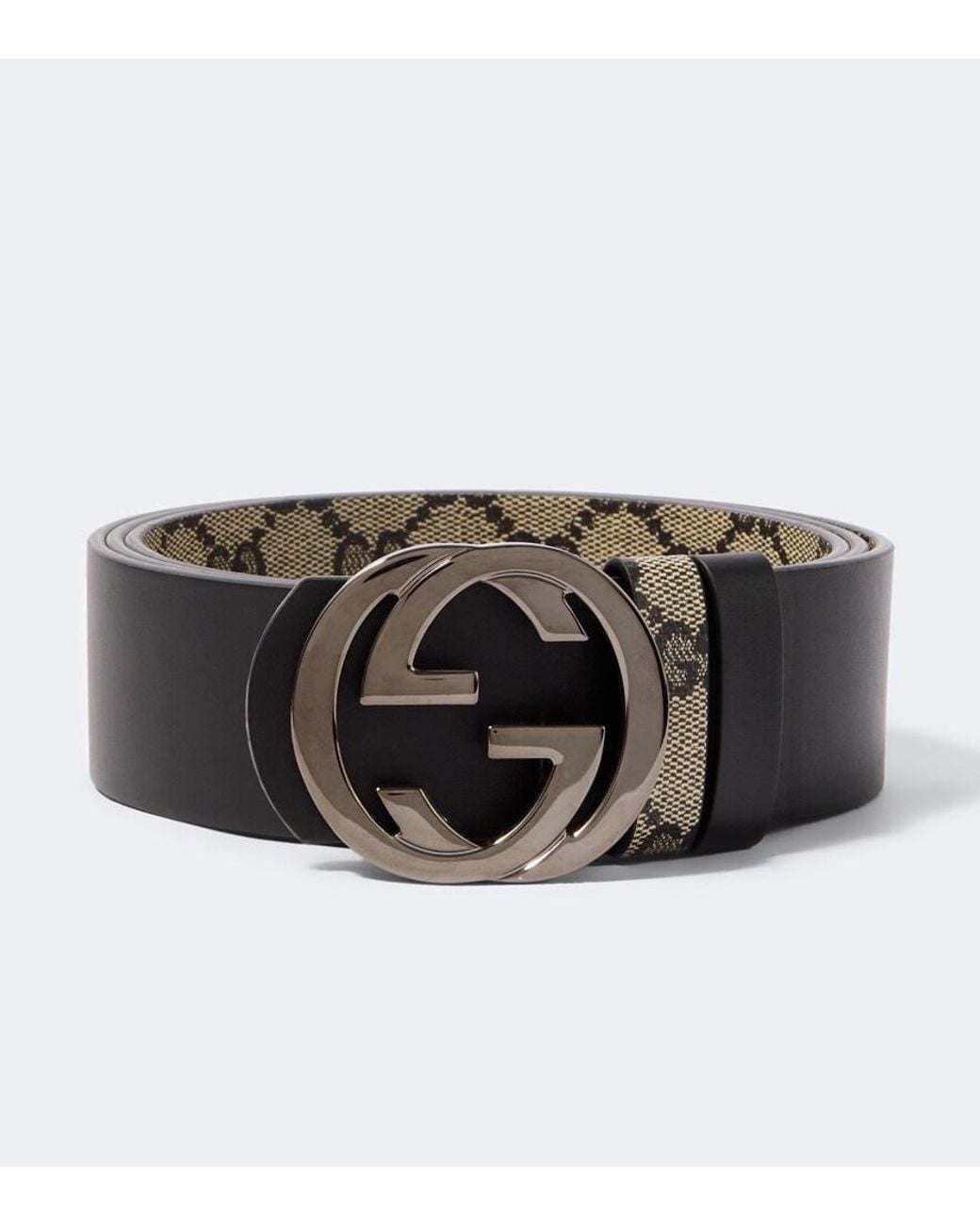 Gucci Natural Interlocking G Reversible Gg Canvas Belt for men