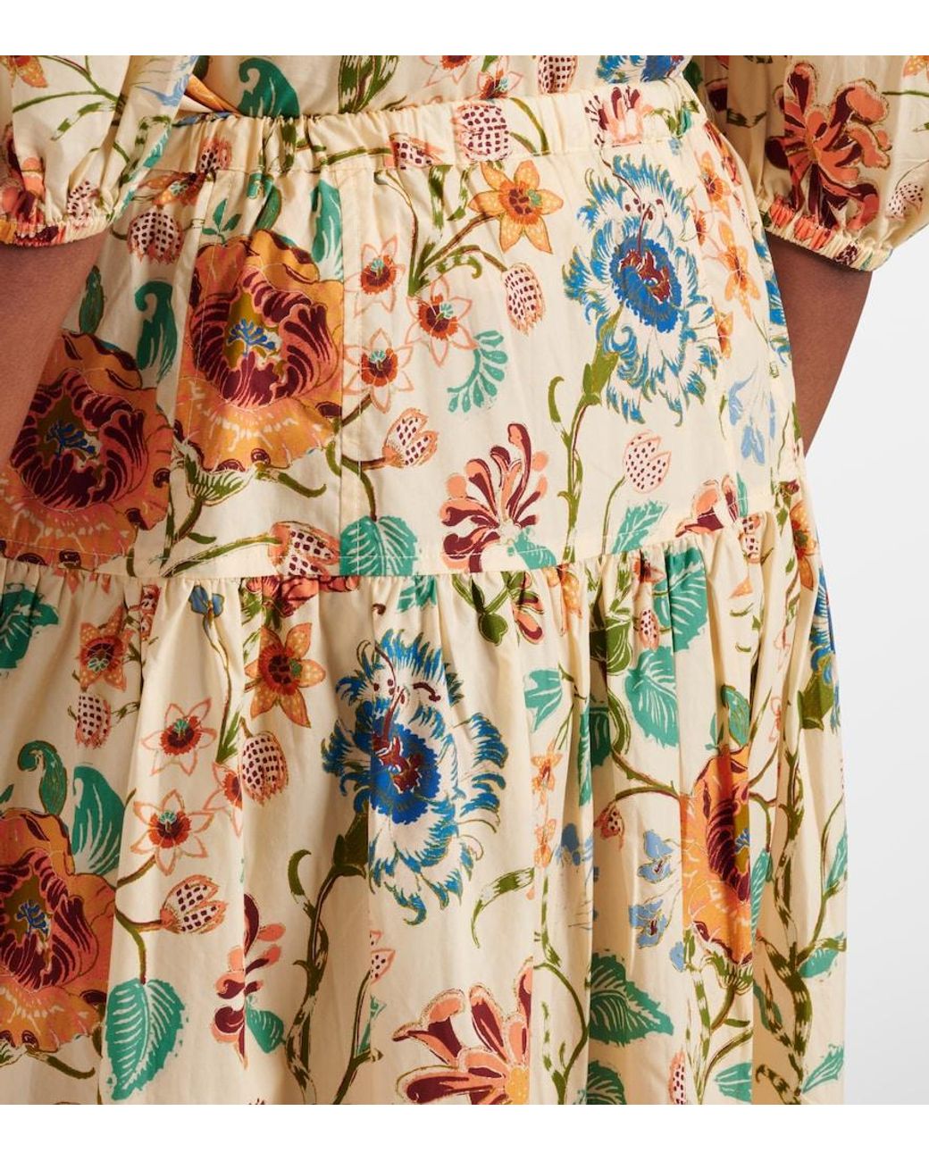 Ulla Johnson Metallic Theodora Floral Cotton Midi Skirt