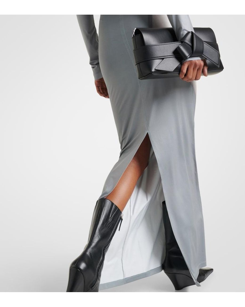 Acne Gray Printed Jersey Maxi Dress