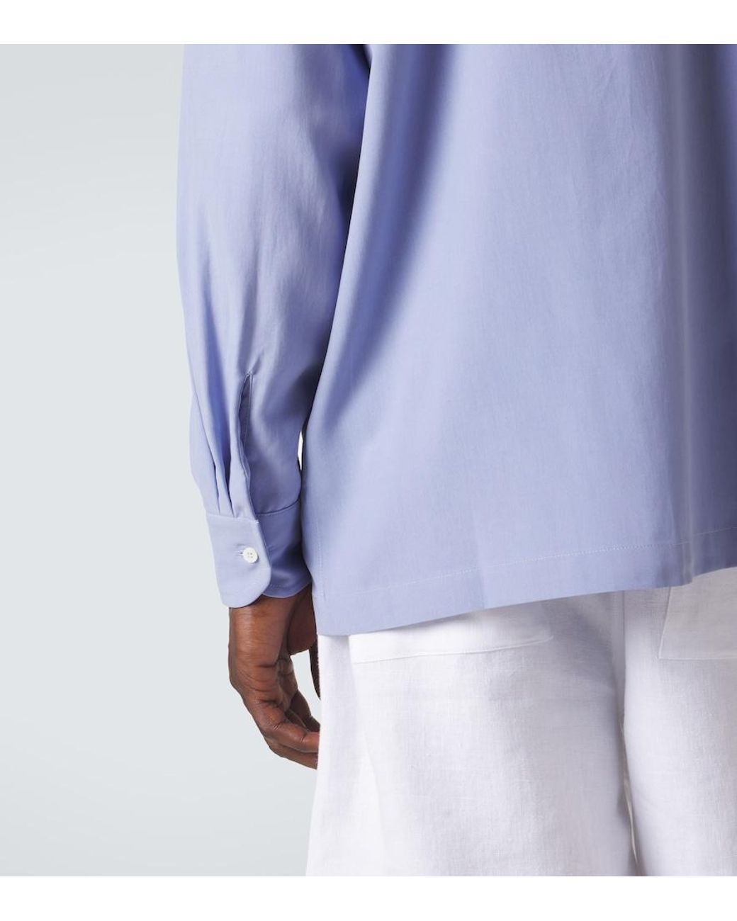 Saman Amel Blue Camp Silk Shirt for men