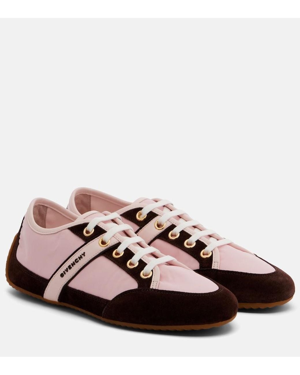 Givenchy Pink Slim Suede-Trimmed Sneakers