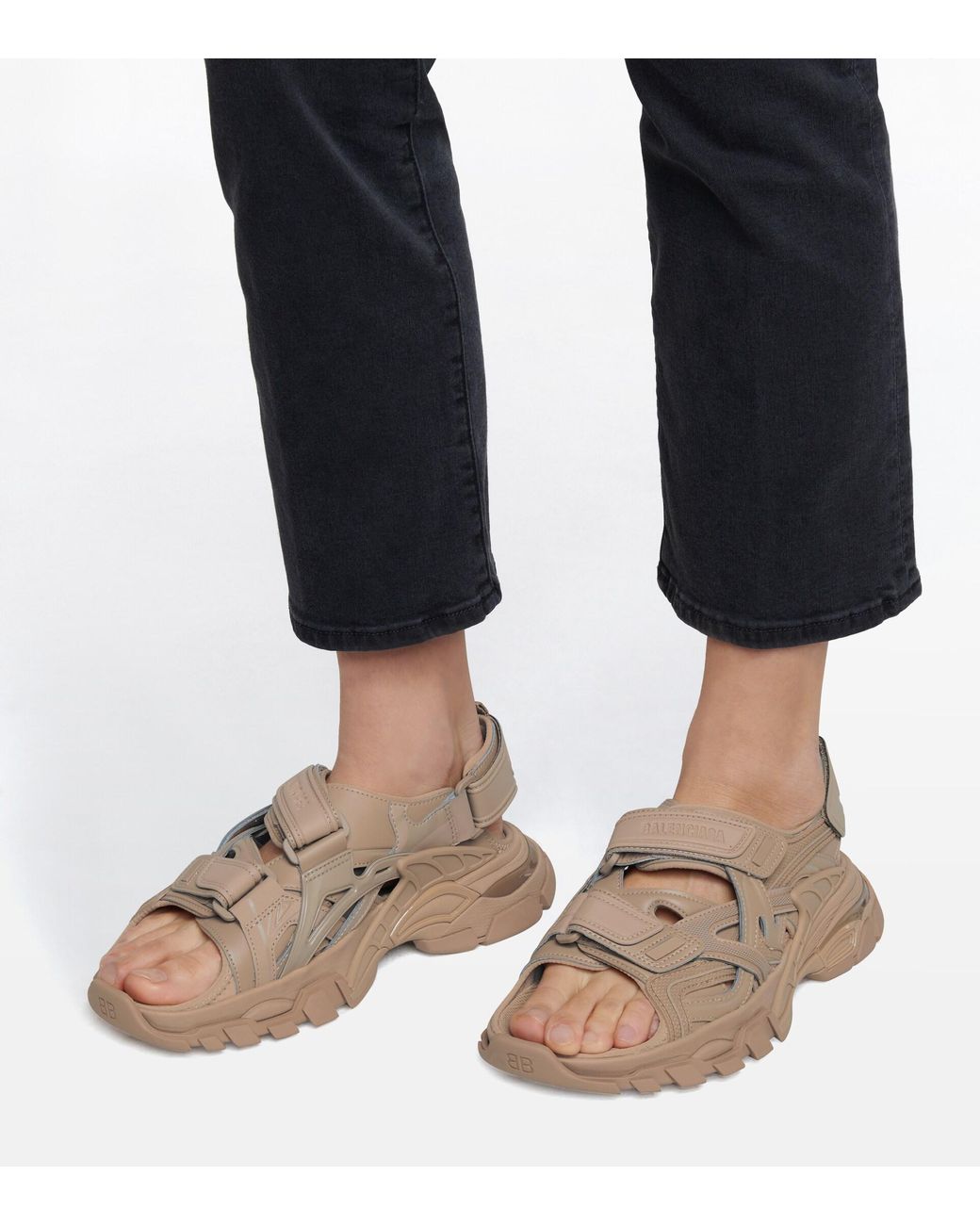 Balenciaga Track Sandals in Brown  Lyst