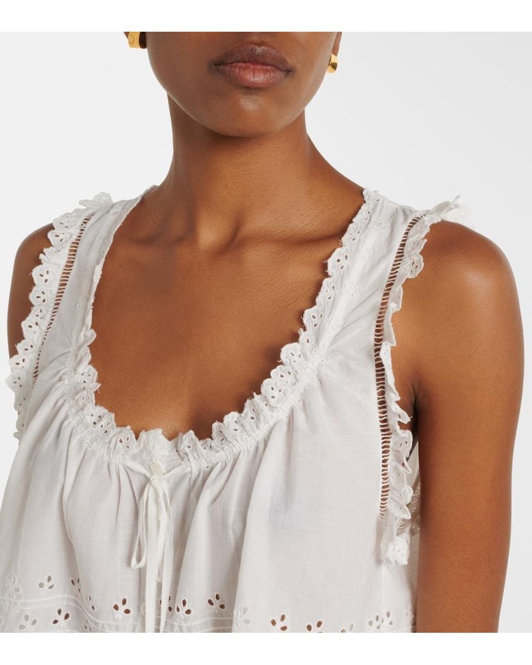 Doen White Toussine Broderie Anglaise Cotton Top