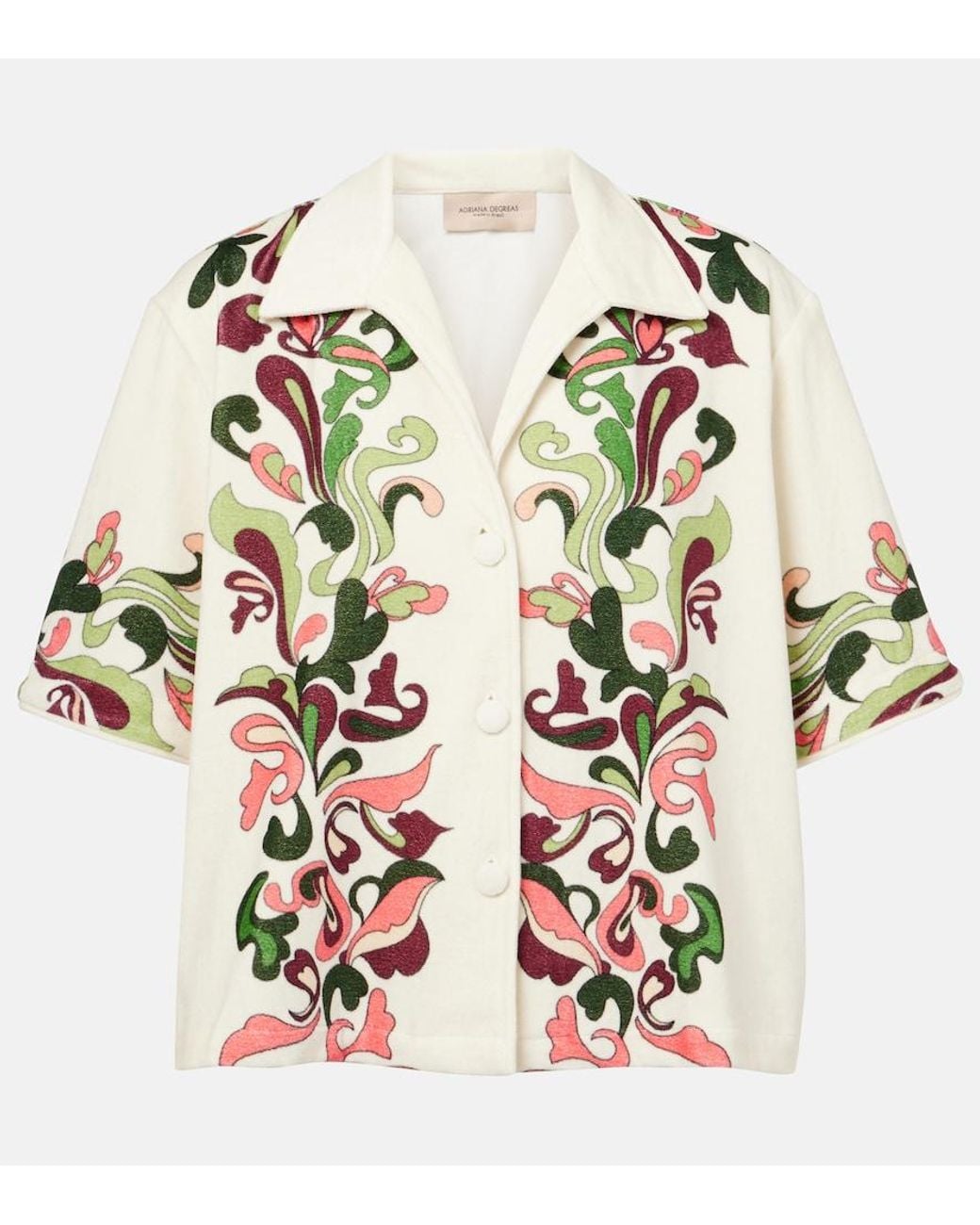 Adriana Degreas White Inamorata Cotton-Blend Bowling Shirt