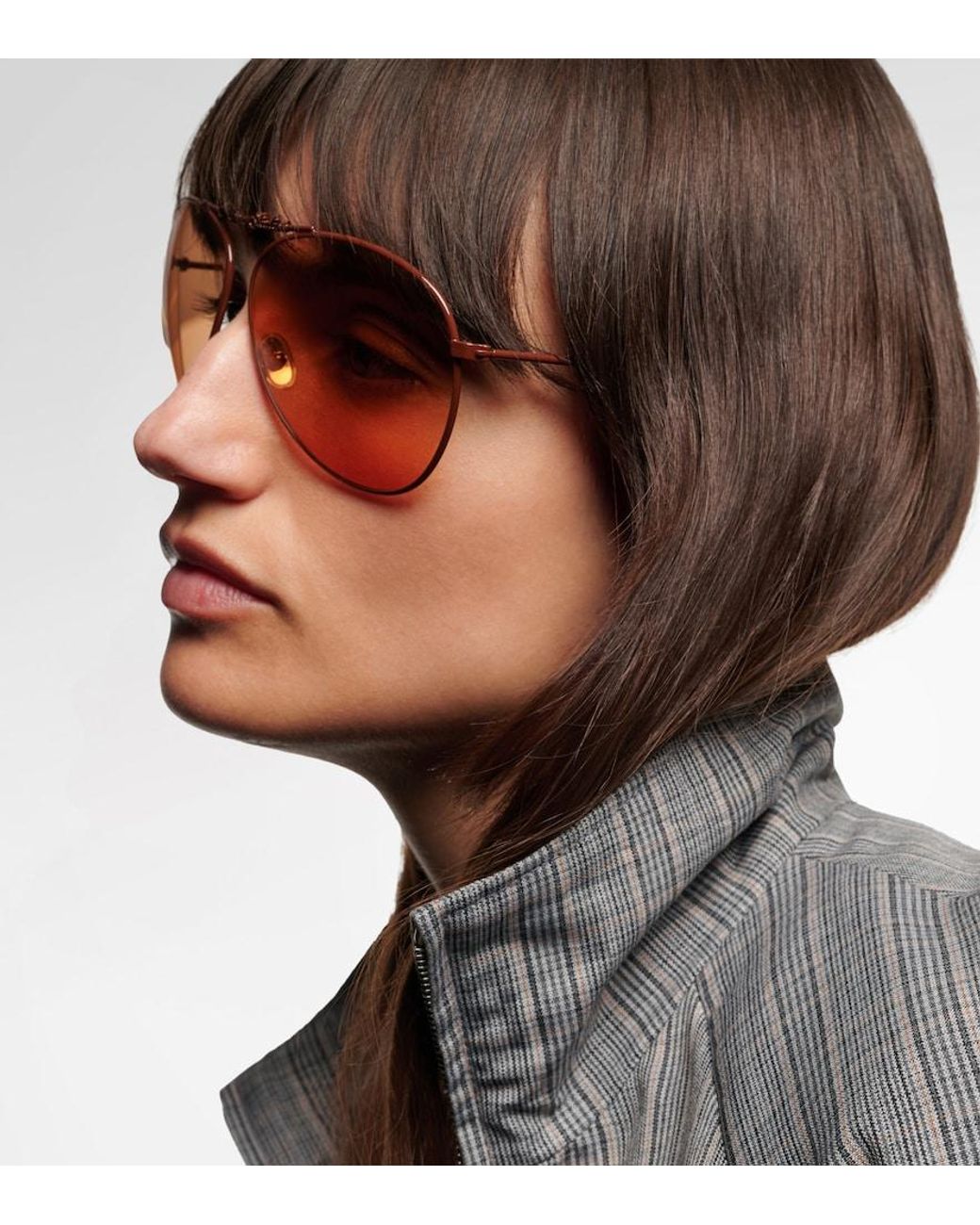 Acne Brown Logo Aviator Sunglasses