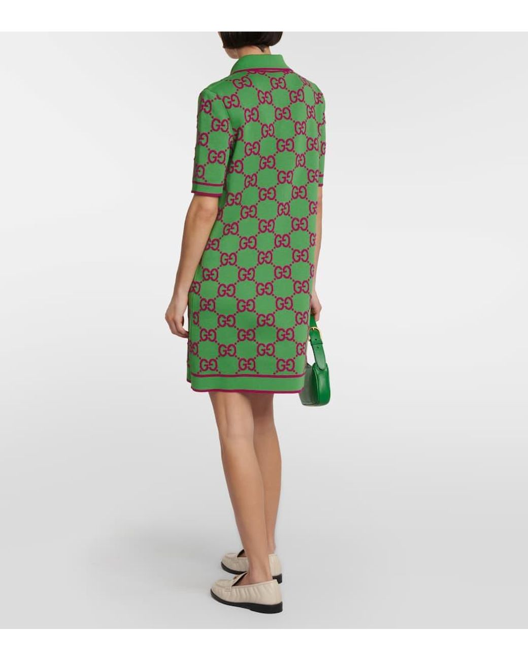 red and green gucci dress Gucci Red & Green Flower Print Mini Dress with Red Rose Appliqué Detai –  Sellier main image 0