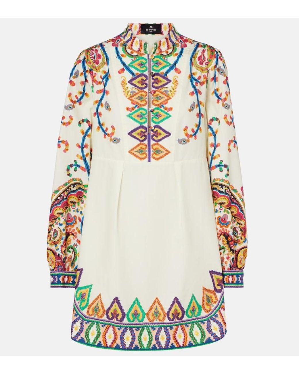Etro White Printed Cotton Minidress