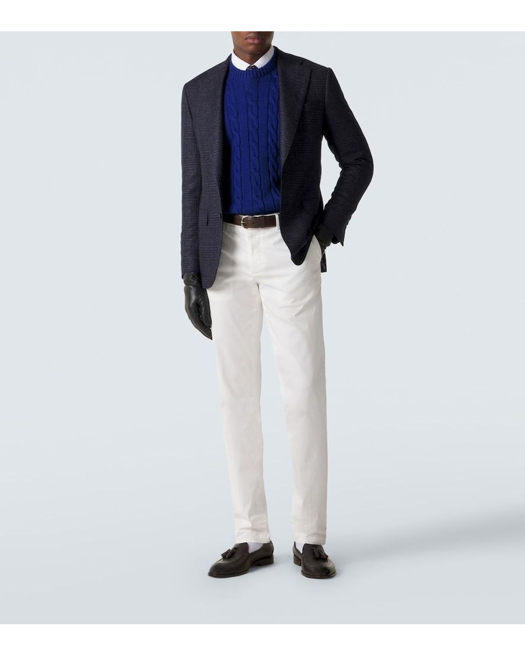 Dunhill Blue Cable-Knit Cotton Sweater for men