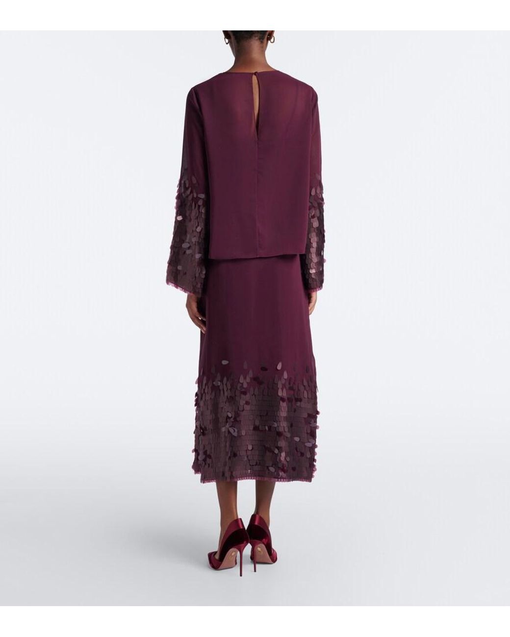Joseph Purple Connie Sequined Chiffon Midi Skirt