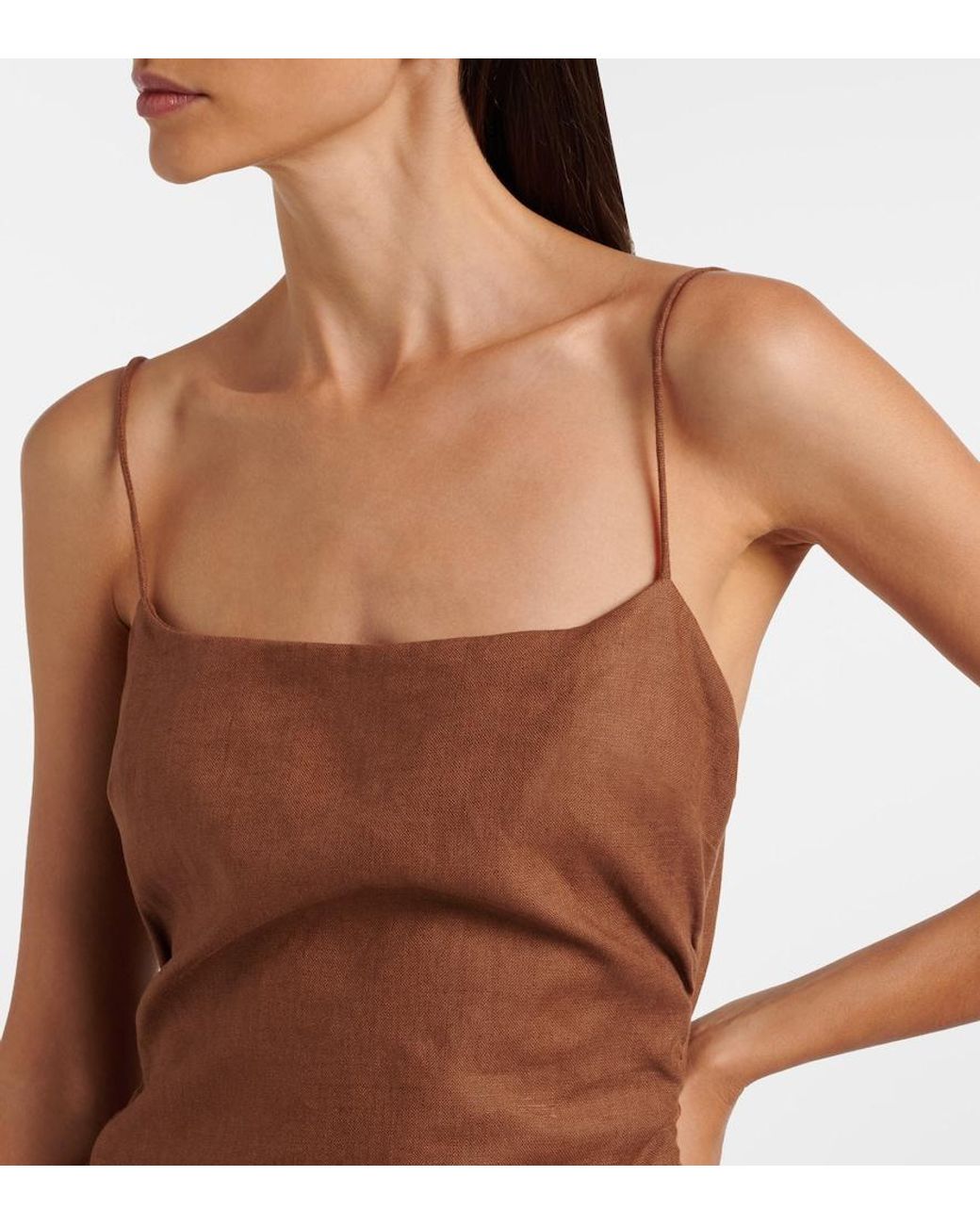 Sir Brown Linen Midi Dress