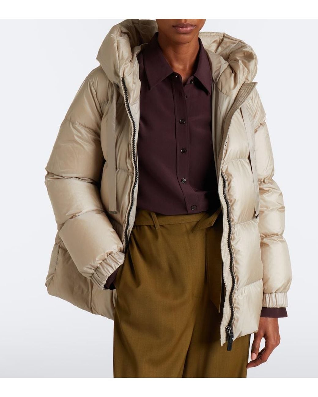 Max Mara Natural Hooded Down Jacket