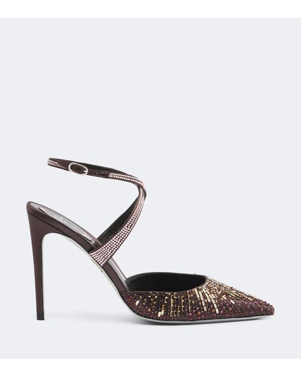 Rene Caovilla Metallic Swarovski-Embellished Satin Pumps