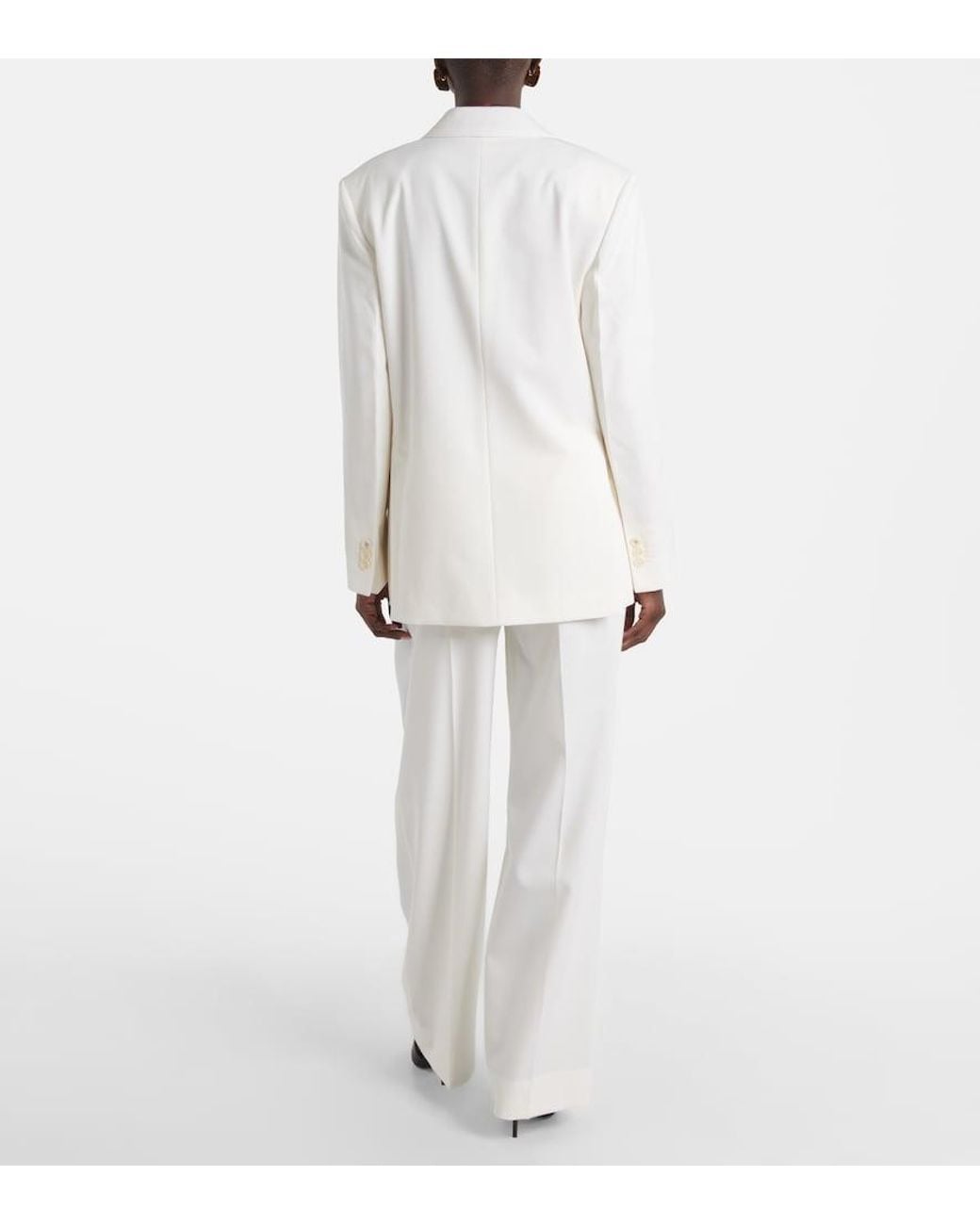 Victoria Beckham White Wool-Blend Blazer