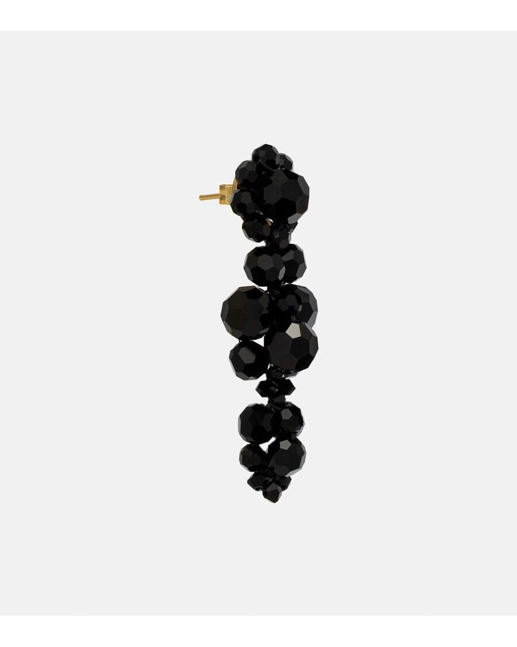 Simone Rocha Black Crystal-Embellished Drop Earrings