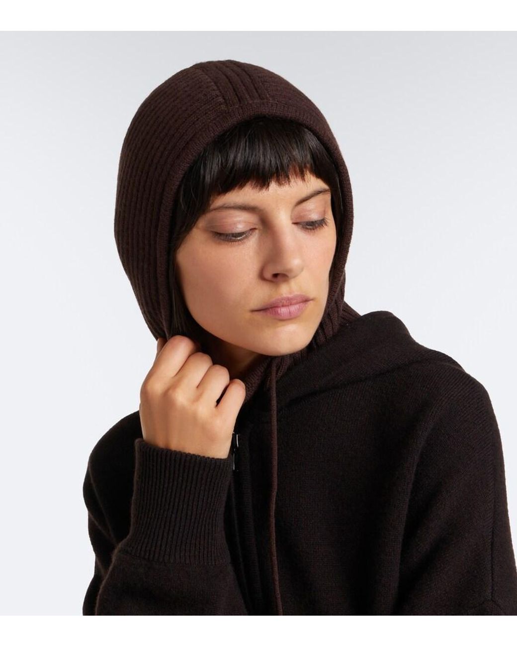Yves Salomon Brown Ribbed-Knit Cashmere Balaclava