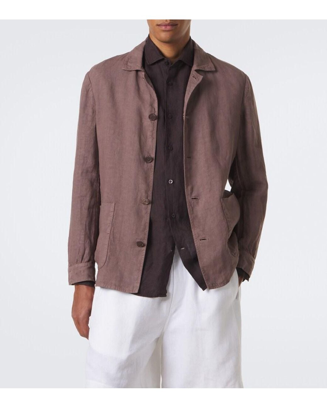 Fedeli Brown Linen Shirt for men