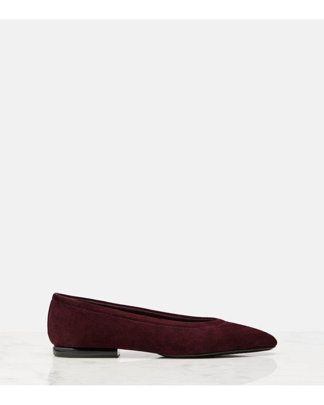 Loro Piana Red Primula Suede Ballet Flats
