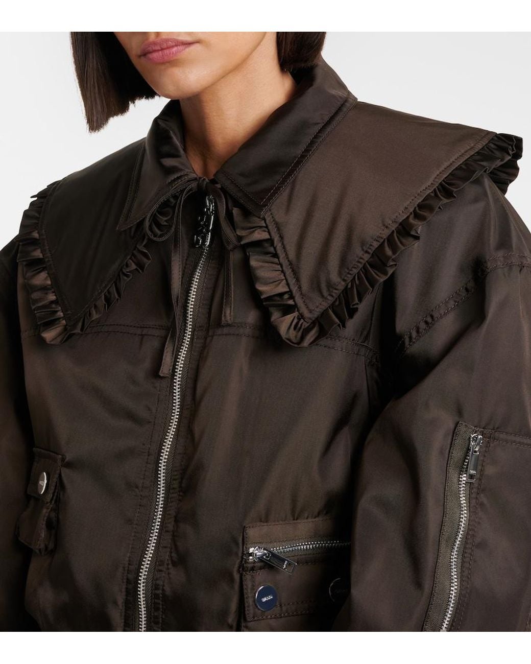 Ganni Brown Duchess Bomber Jacket