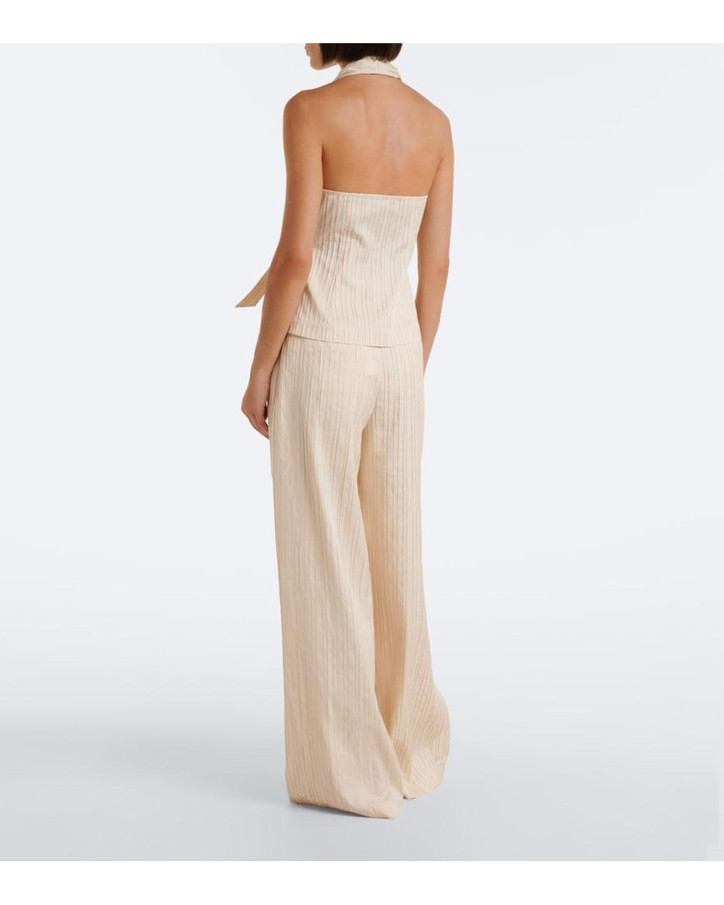 Jonathan Simkhai Natural Grace Striped Wide-Leg Pants