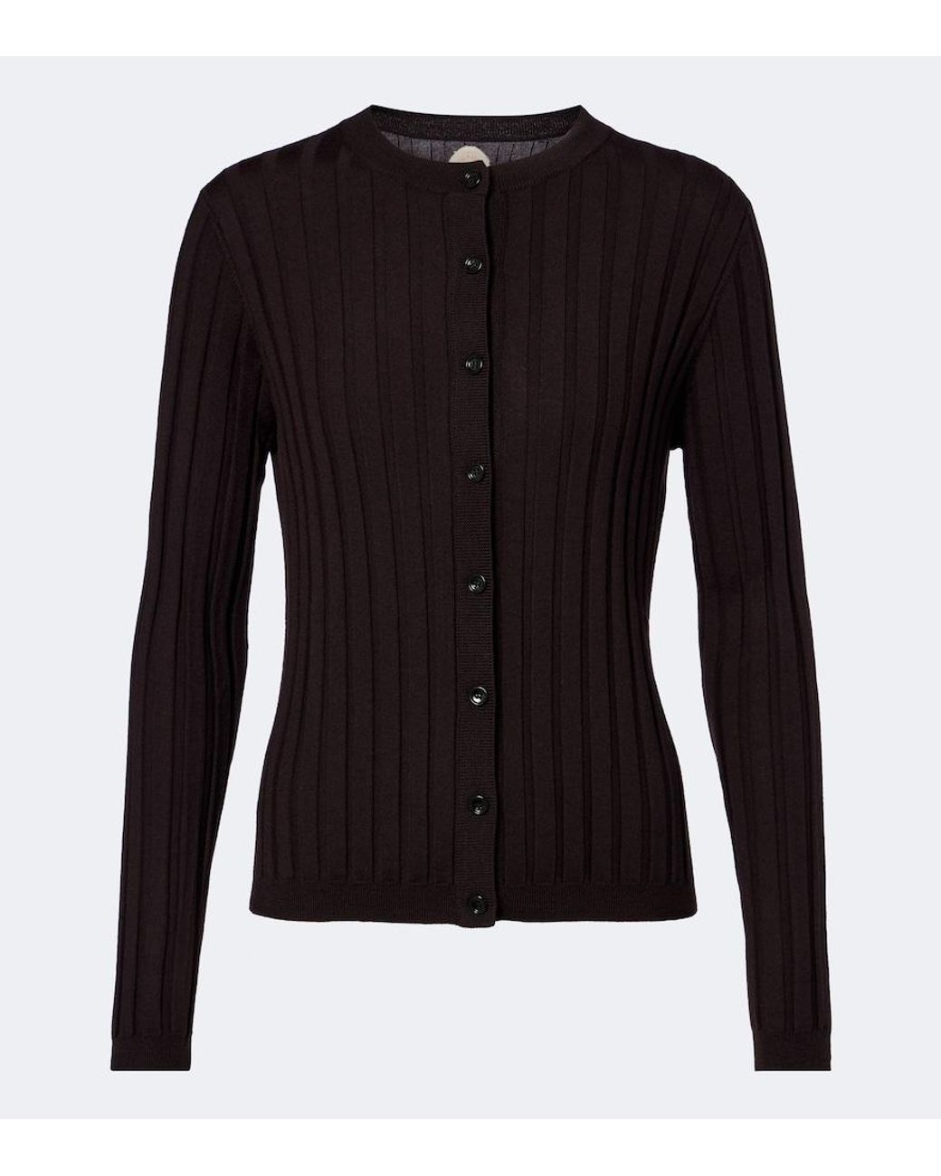 Jardin Des Orangers Black Ribbed-Knit Virgin Wool Cardigan