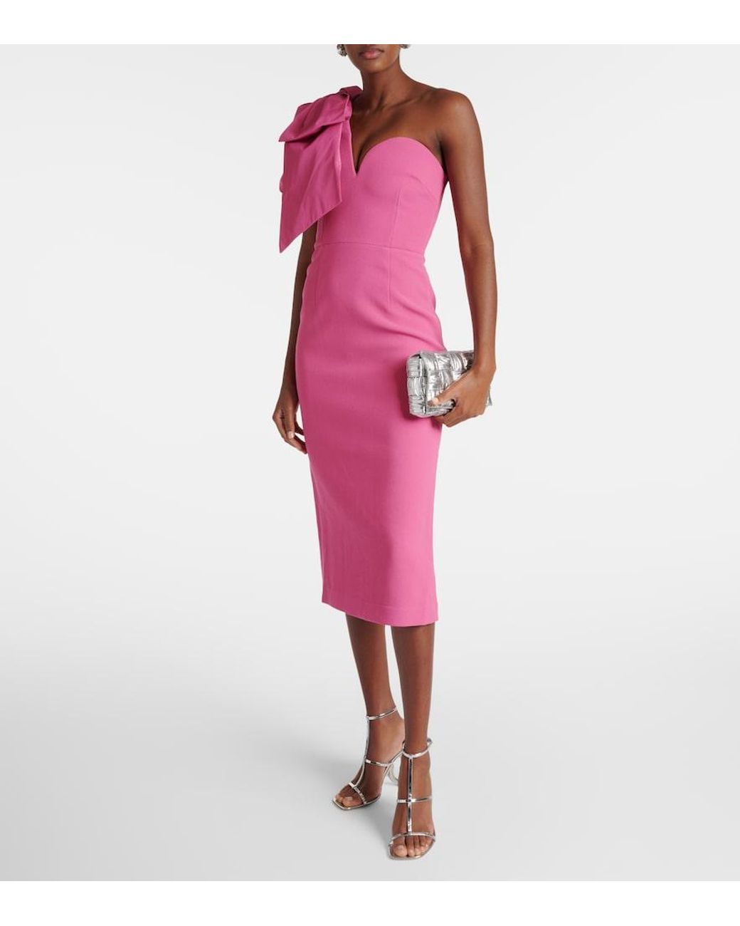 Rebecca Vallance Pink Bridal Anais One-Shoulder Midi Dress