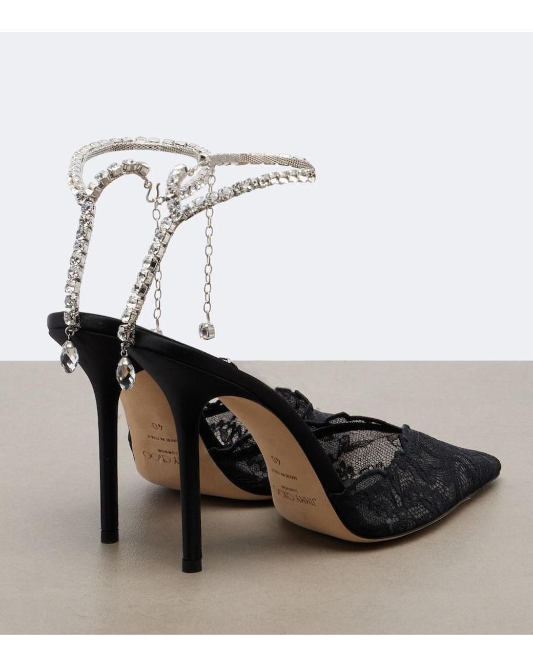 Jimmy Choo Blue Saeda Embellished Lace Pumps
