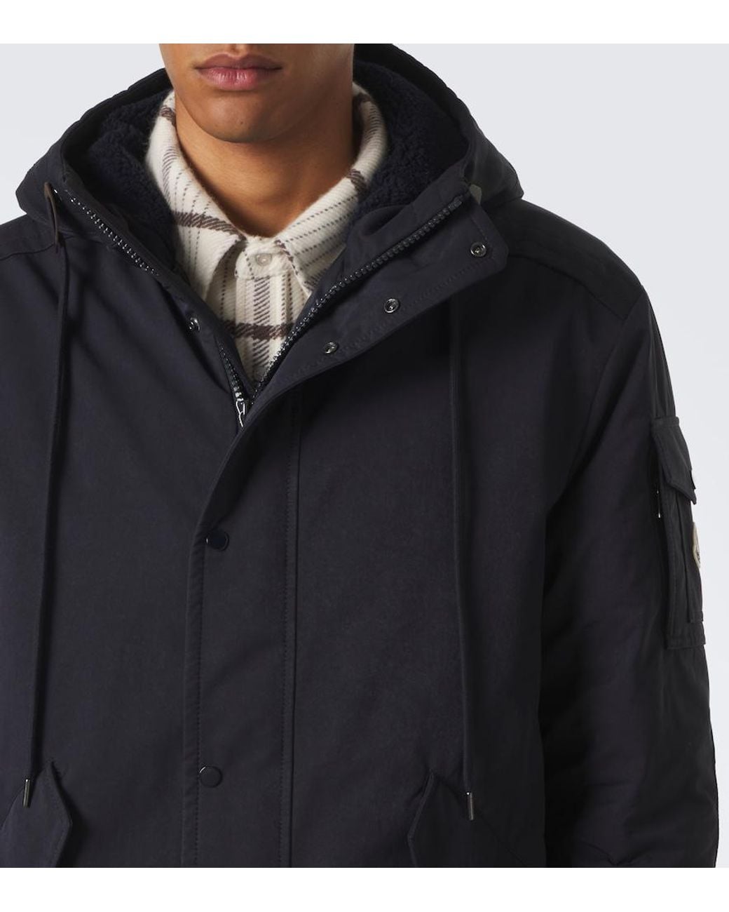 Moncler Blue Nahan Hooded Down Coat for men