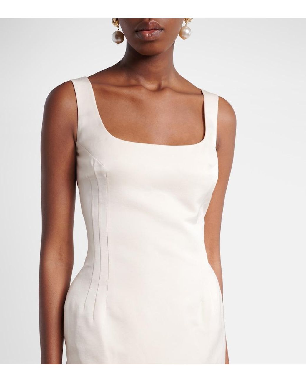 Magda Butrym White Lace-Trimmed Cotton And Silk Midi Dress
