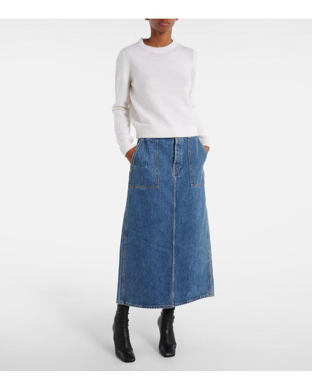 Khaite Blue Genevieve Denim Maxi Skirt