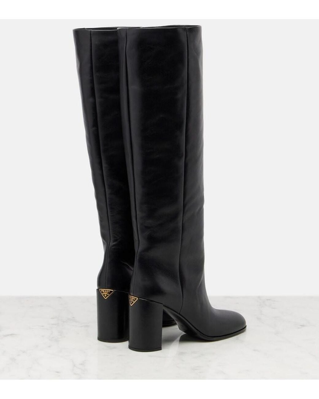 Prada Black Stiefel Aus Leder