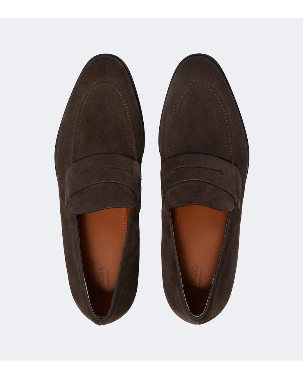 Zegna Brown Suede Penny Loafers for men