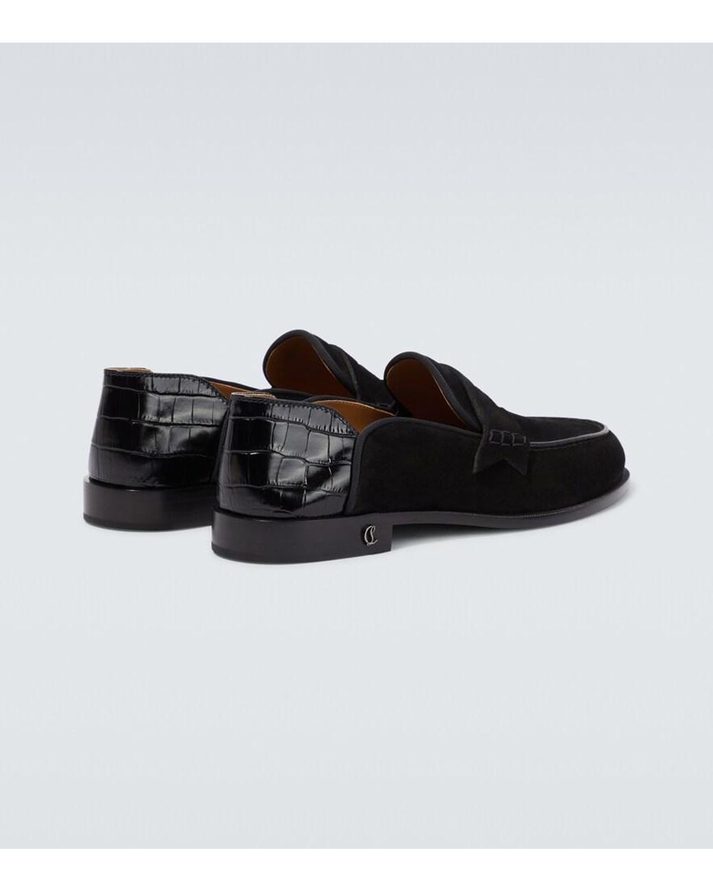 Christian Louboutin Loafers Penny No Back Aus Veloursleder in Black für Herren