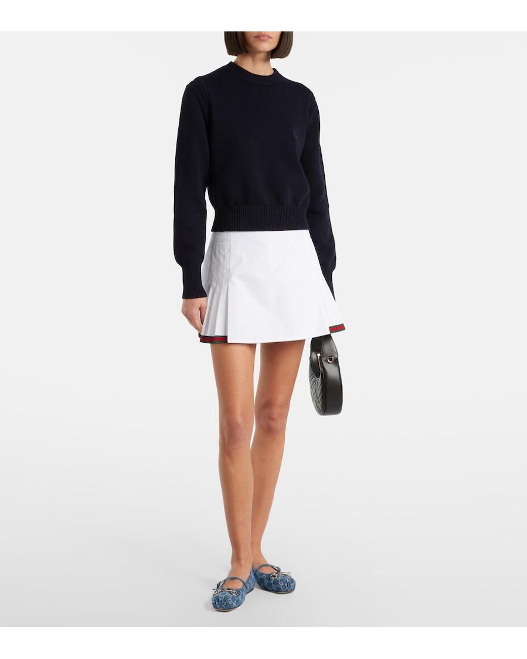 Gucci Blue Horsebit Gg Denim Ballet Flats