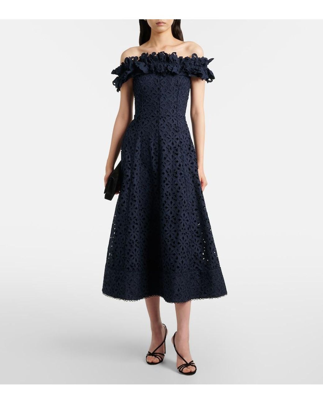 Rebecca Vallance Blue Antalya Broderie Anglaise Cocktail Dress