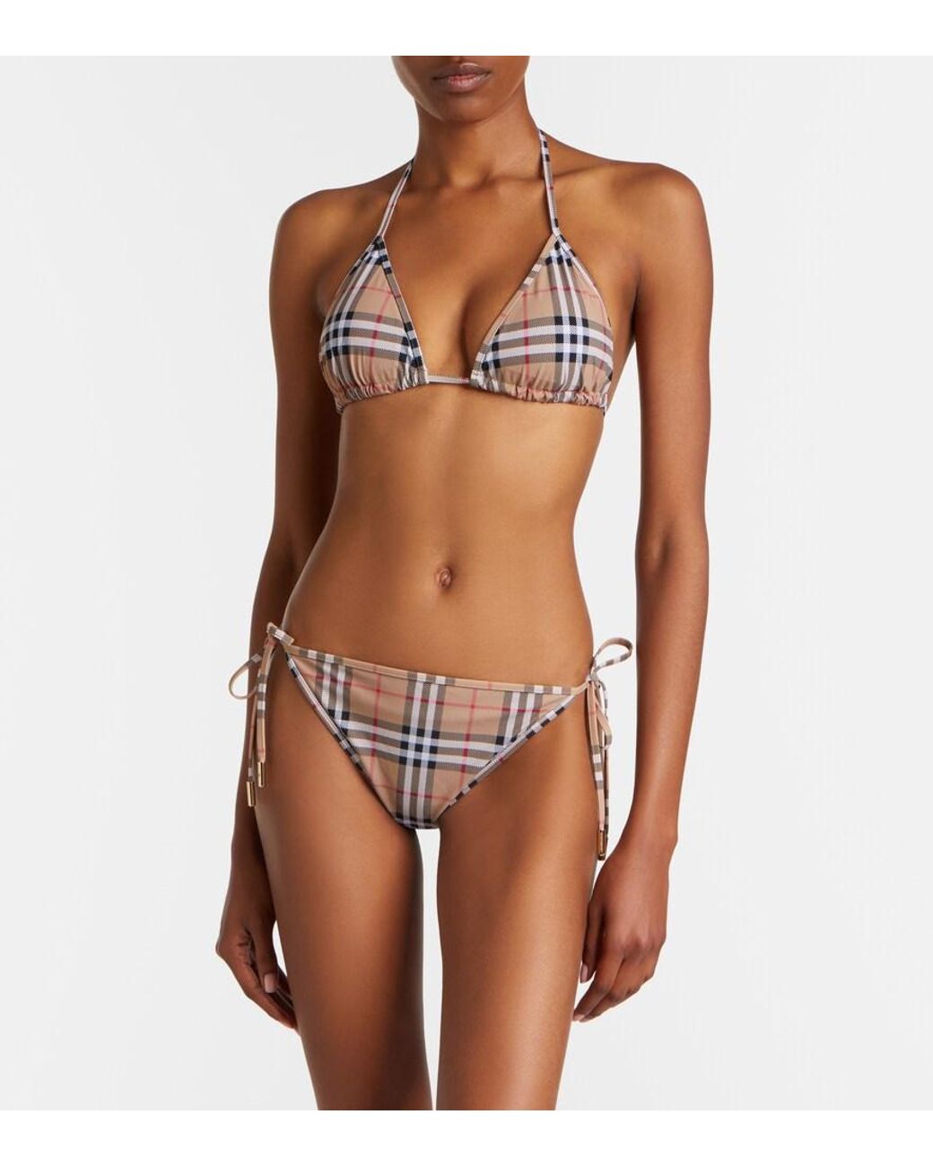 Bikini Triangular Con Check Burberry de color White