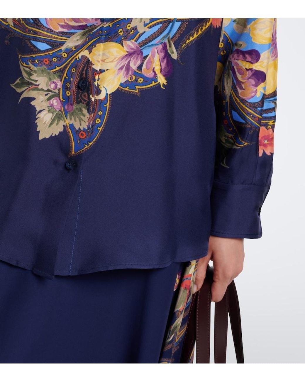 Etro Blue Floral Silk Shirt