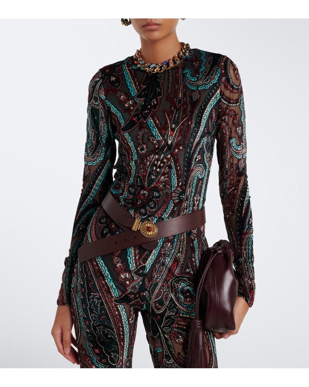 Etro Black Patch-Applique Paisley Top