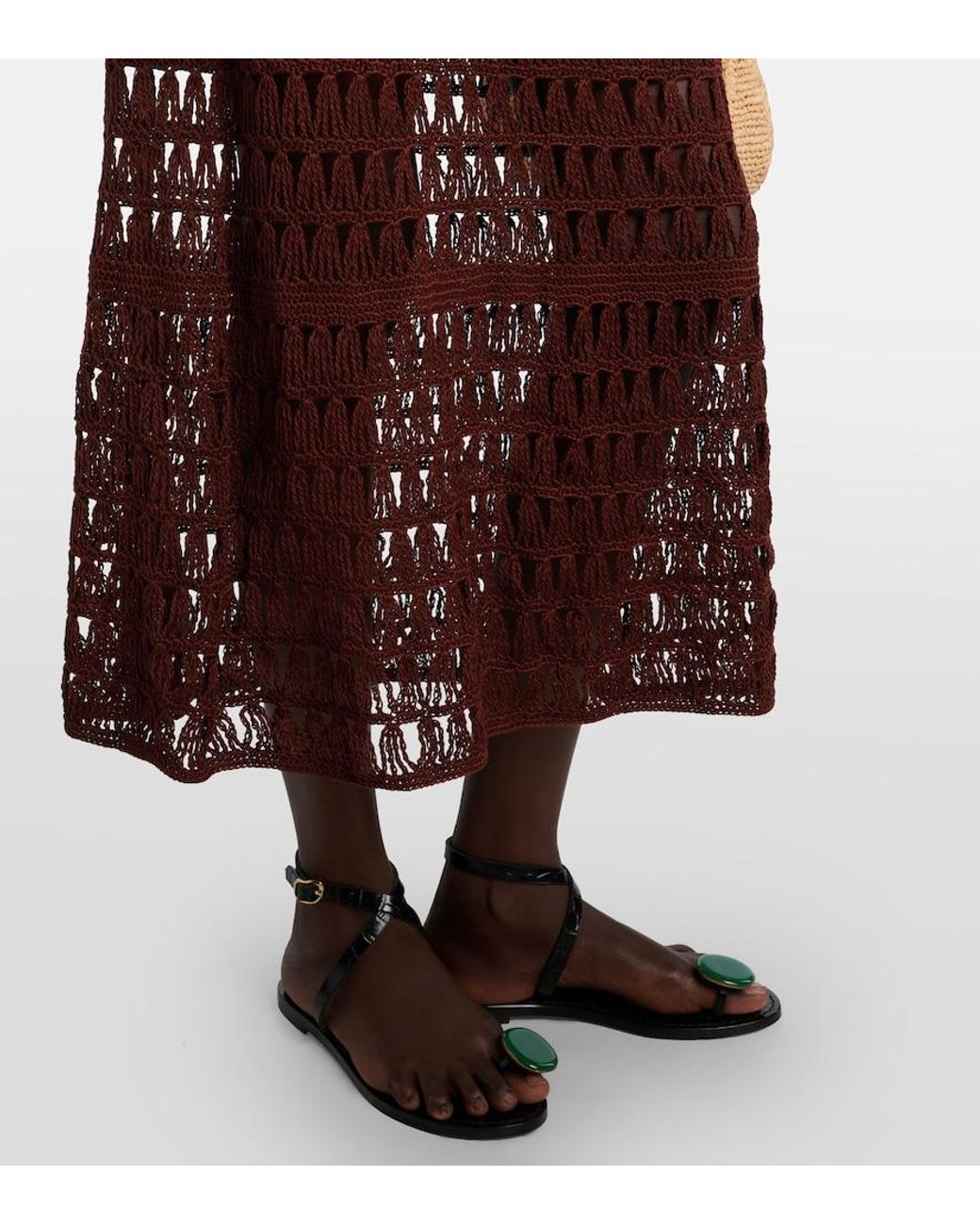 Anna Kosturova Purple Marissa Cotton Crochet Midi Dress