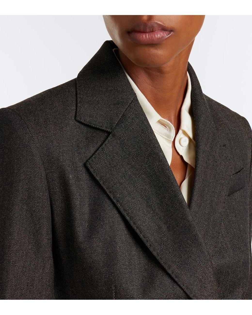Max Mara Black Double-Breasted Virgin Wool Blazer