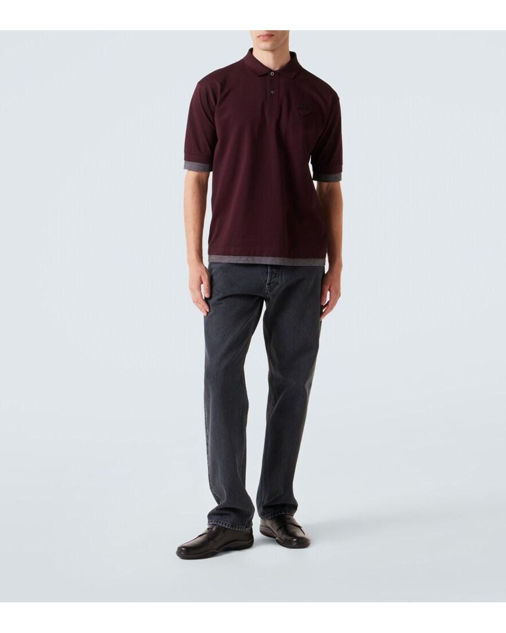 Prada Red Cotton Polo Shirt for men