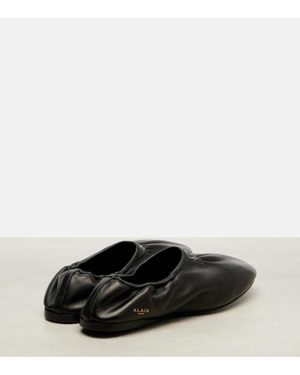 Alaïa Black Leather Ballet Flats