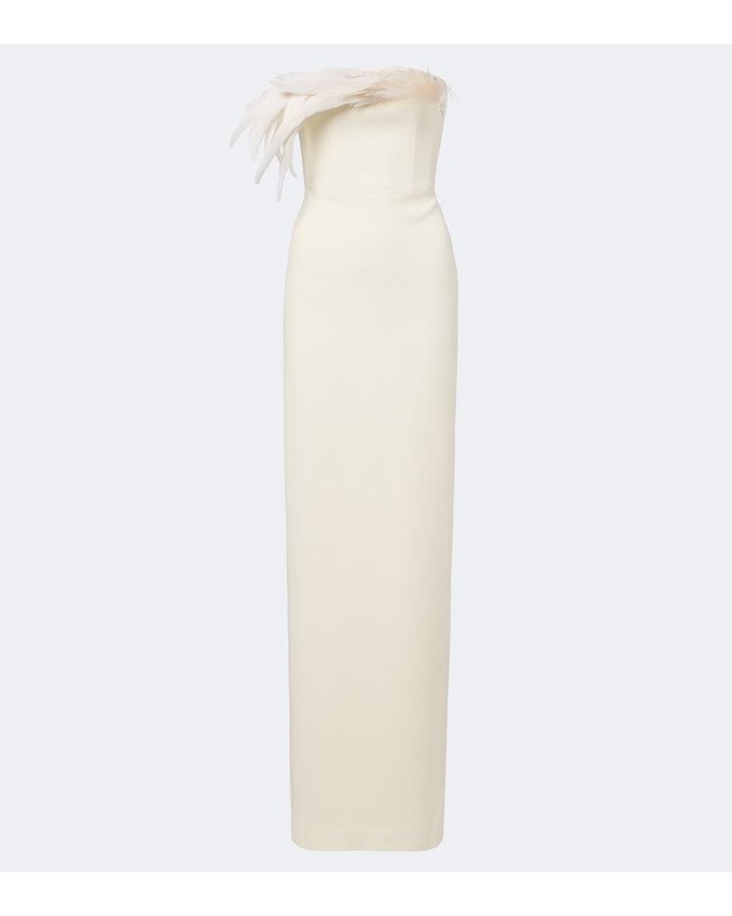 David Koma White Feather-Trimmed Bustier Gown